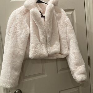 Women's Plush Faux Fur Jacket - white